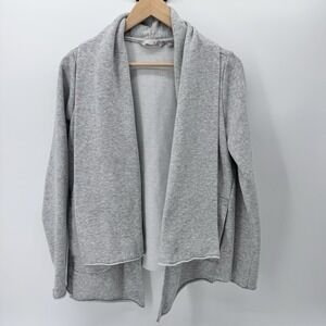 ATHLETA Women's Small Tranquility French Terry Gray Wrap Open Cardigan Sweater